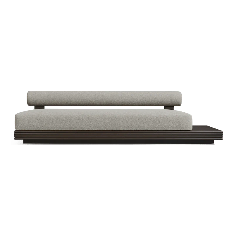 Collins Aluminum 3 Seat Armless Sofa + Table Right