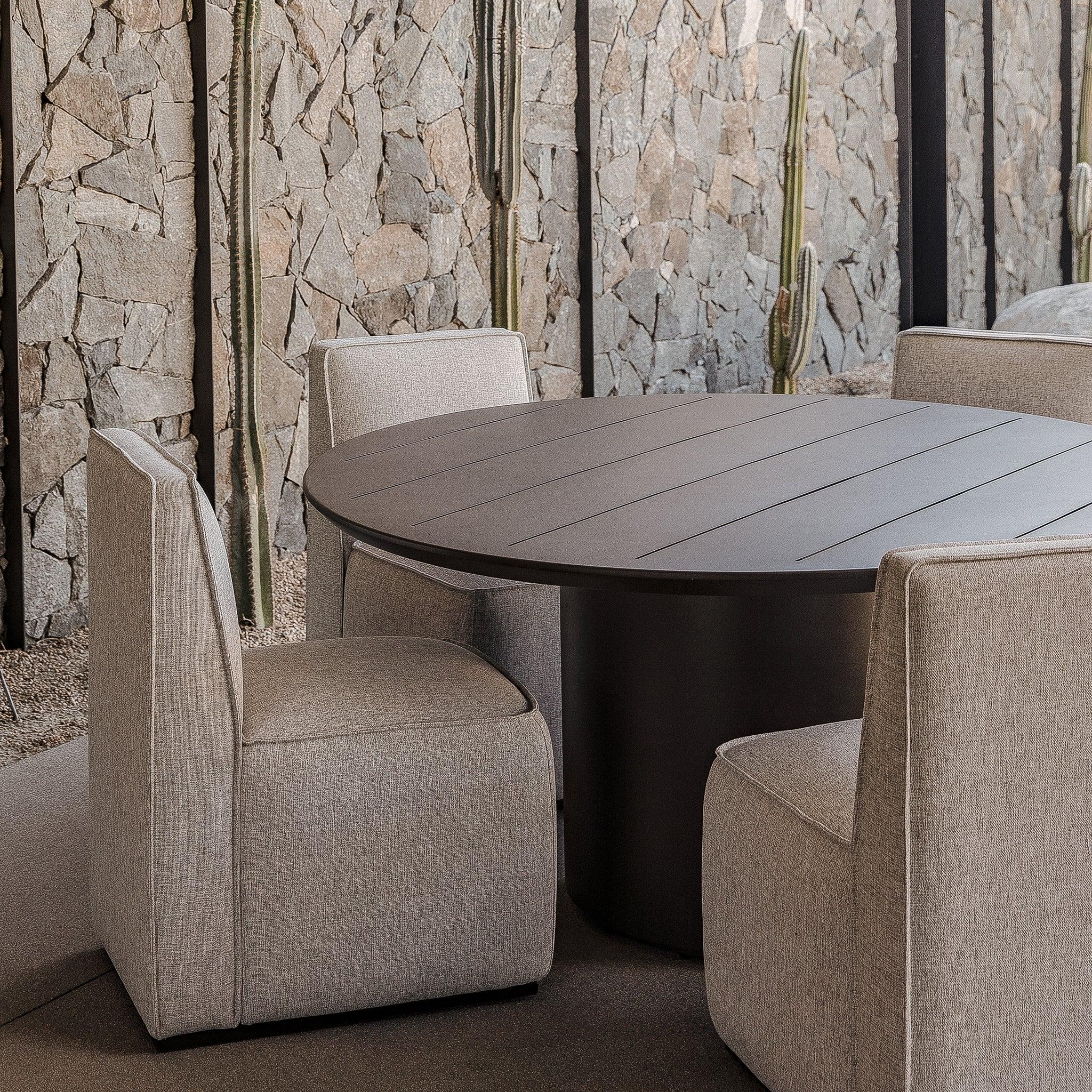 Santorini Outdoor Slatted Round Dining Table 60" - Image 2